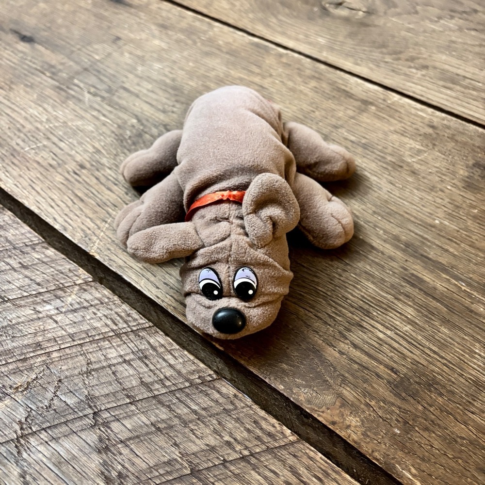 Vintage Pound Puppy Brown Rumple Skin Tonka Plush 1986 Red Collar
